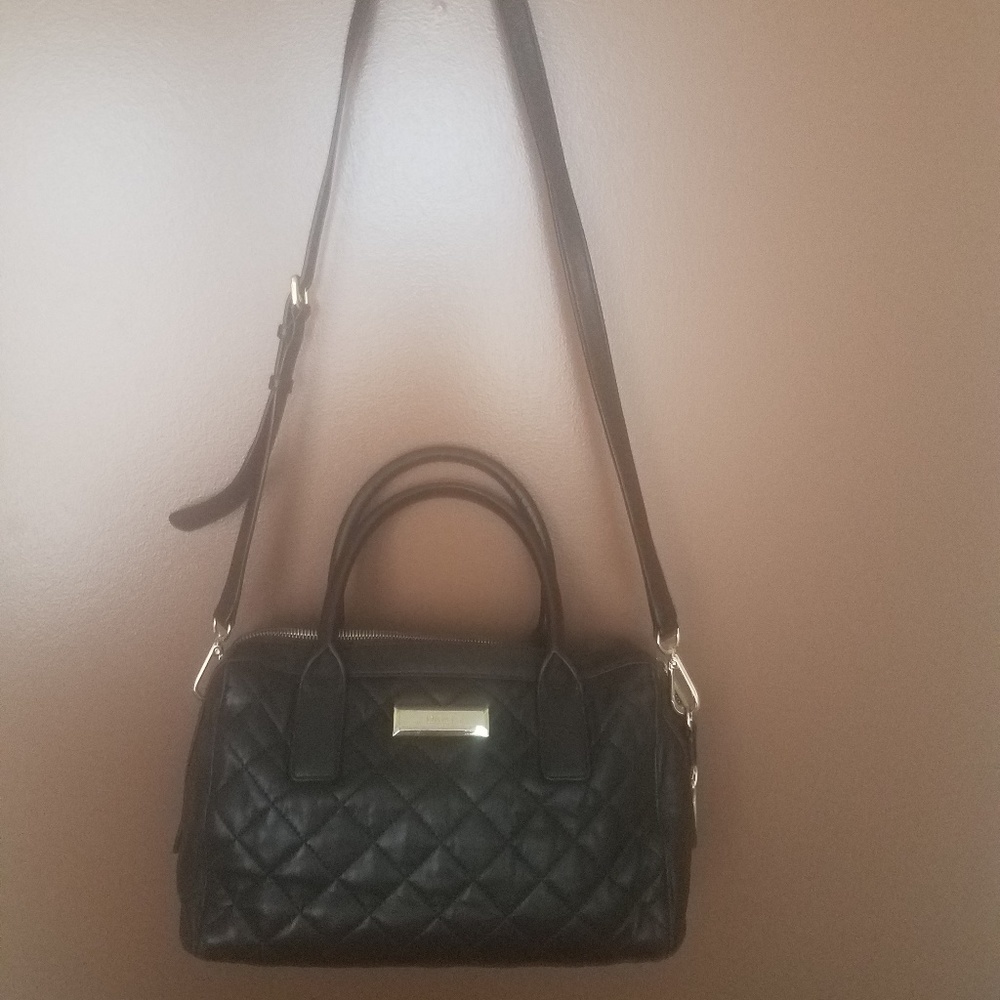 DKNY Quilted Black Lamb Leather Shoulder Satchel